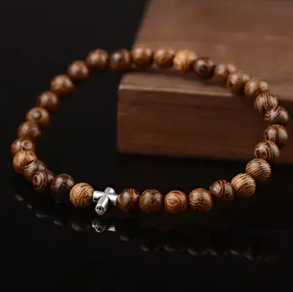 Fashion Jewelry Other - Mens Wooden Bead Cross Bracelet NEW